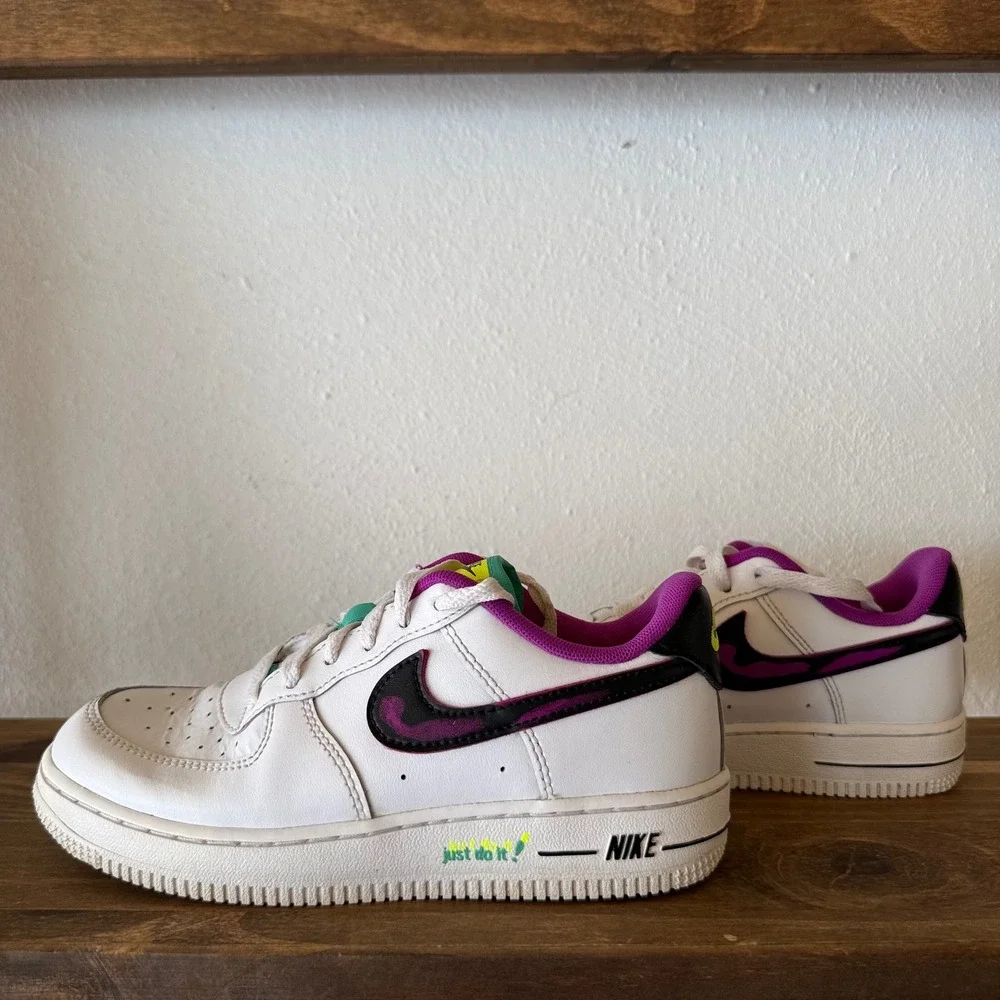 Nike Air Force 1 LV8 GS Just Do It Sneakers Vivid Purple Kids Youth Size 2Y